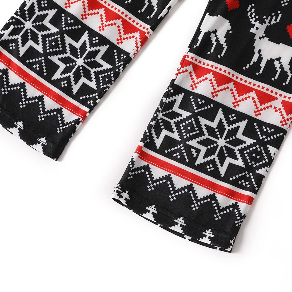 Christmas Hat and Letter Print Black Family Matching Long-sleeve Pajamas Sets (Flame Resistant) Black big image 8