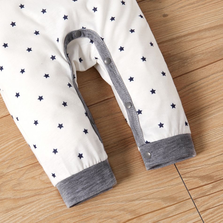 Baby Boy All Over Striped/Star Print Long-sleeve Jumpsuit White big image 5