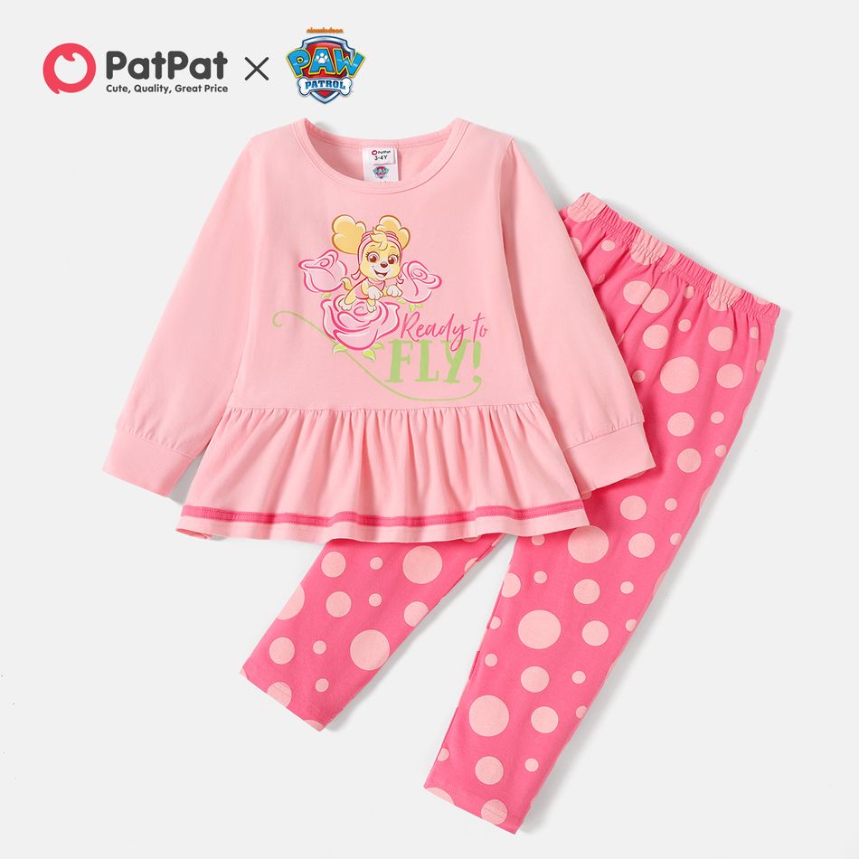PAW Patrol 2-piece Toddler Girl Skye Cotton Top and Polka Dots Pants Set Pink