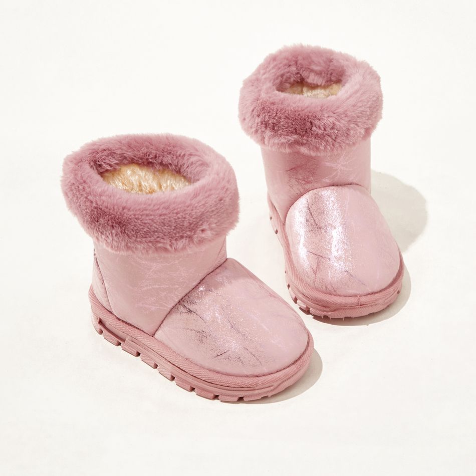 Toddler / Kid Solid Color Fleece-lining Snow Boots Pink