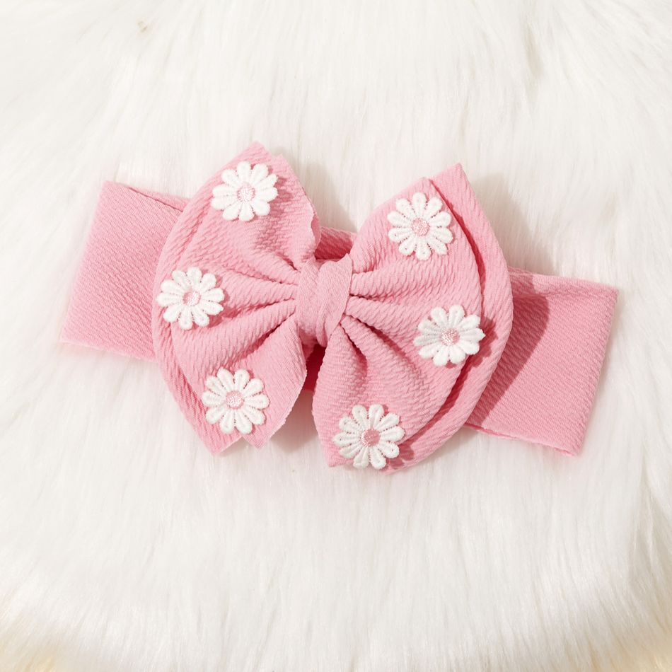 Daisy Decor Solid Color Headband for Girls Pink big image 1