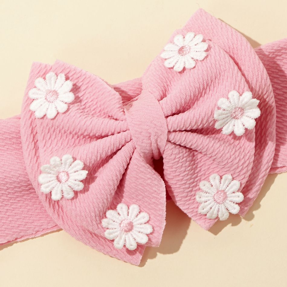 Daisy Decor Solid Color Headband for Girls Pink big image 4