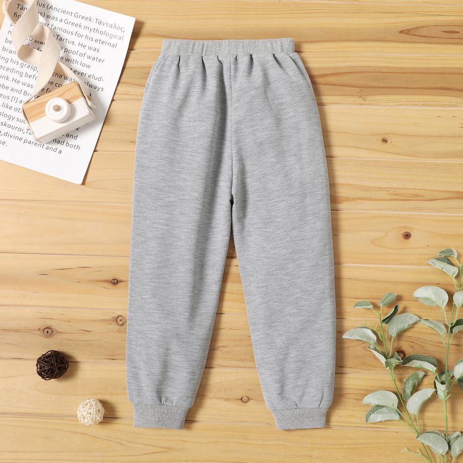 Toddler Boy Solid Color Casual Joggers Pants Sporty Sweatpants Light Grey big image 2