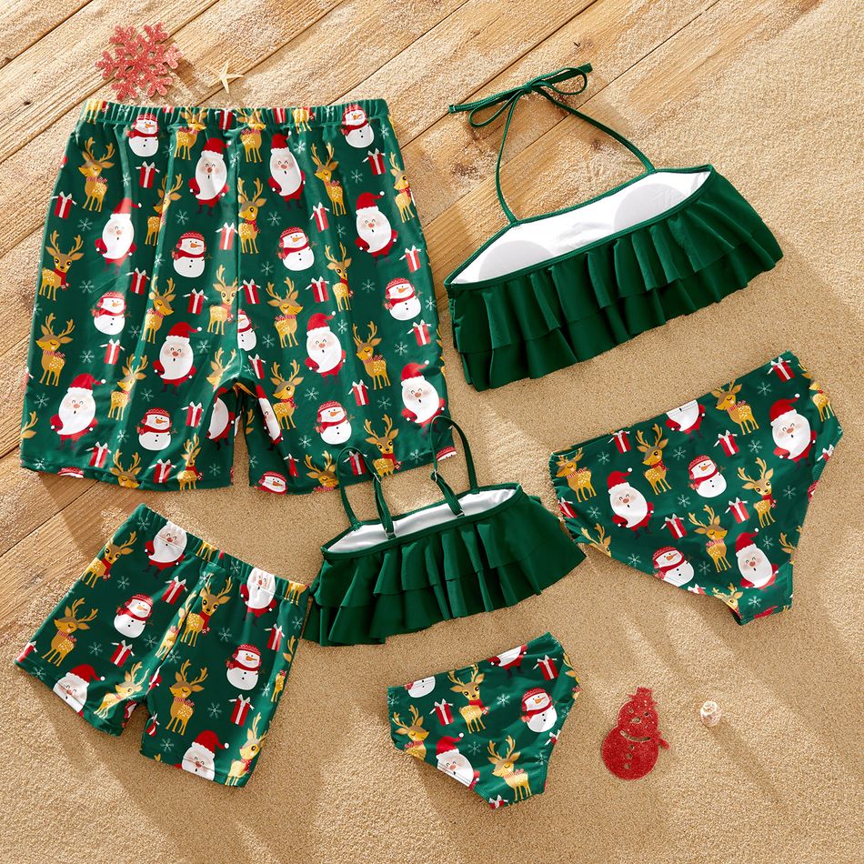 Natal Look de família Conjuntos de roupa para a família Fato de banho Verde big image 2