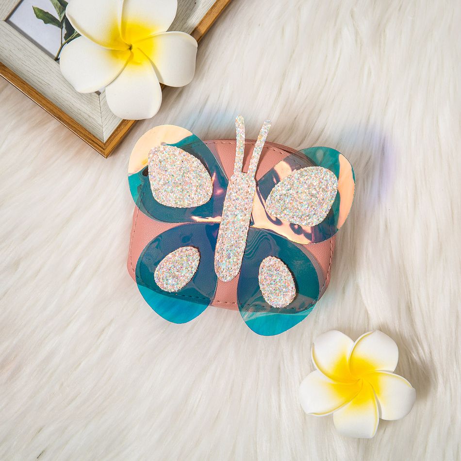 Butterfly Sequin Mini Shoulder Messenger Bag Purse for Girls Light Pink