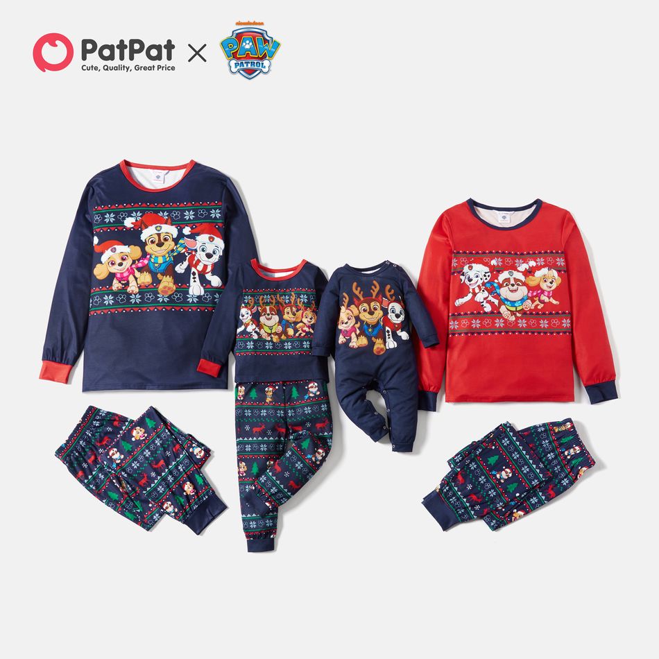 PAW Patrol Pups Team Christmas Top and Allover Pants Family Matching Pajamas Sets Royal Blue