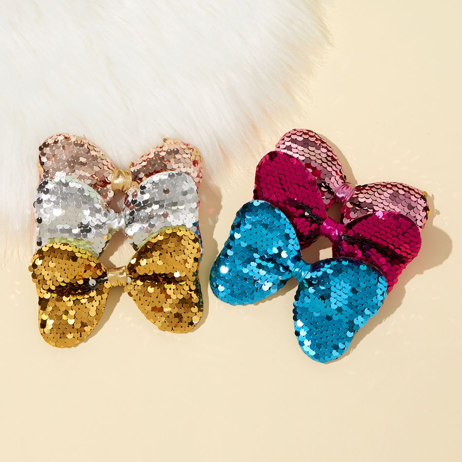Prendedor de cabelo com decoração em nó de lantejoulas com 3 cores puras para meninas Multicolorido big image 5