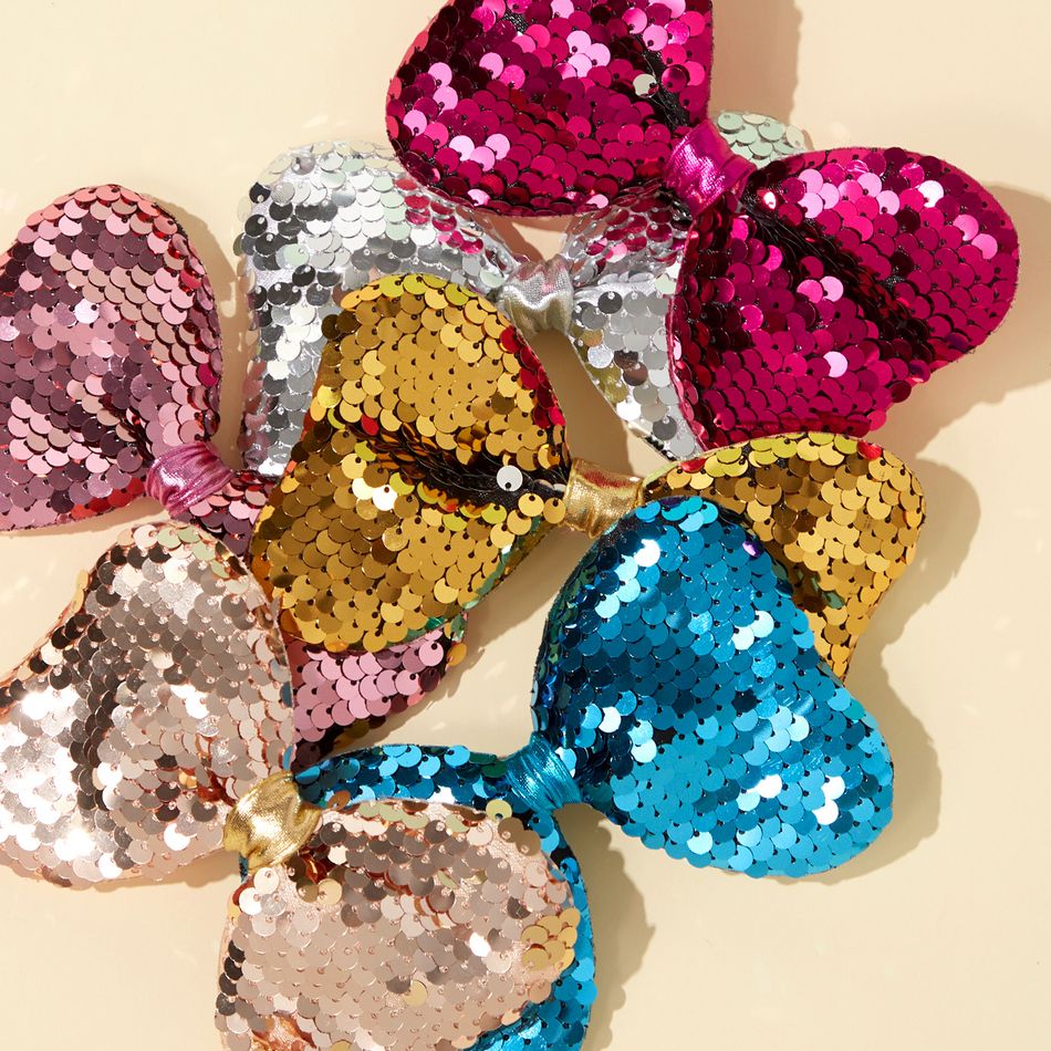 3-pack Pure Color Sequined Bowknot Decor Hair Clip for Girls Multi-color big image 3