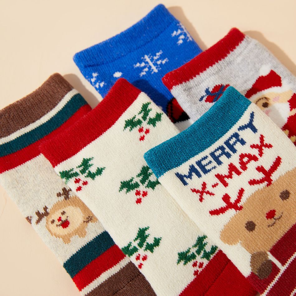 5 عبوات من جوارب عيد الميلاد للأطفال / الأطفال الصغار في فصل الشتاء سميكة تيري غير قابلة للانزلاق متعدد الألوان big image 1
