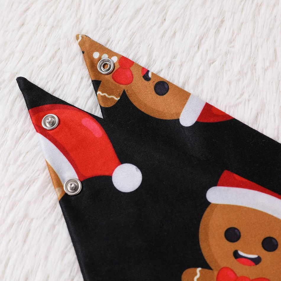 Christmas Gingerbread Man and Letter Print Black Family Matching Raglan Long-sleeve Pajamas Sets (Flame Resistant) Black/White