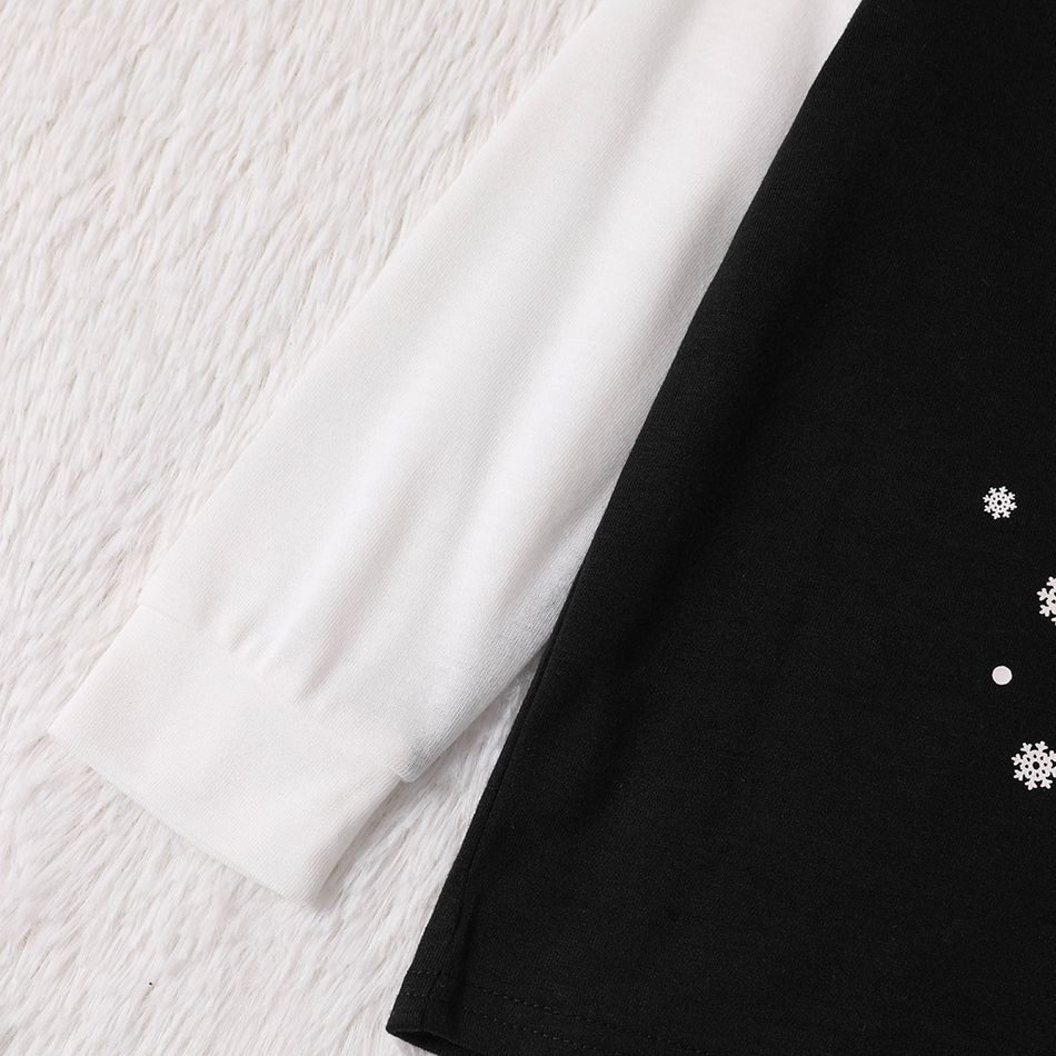 Christmas Gingerbread Man and Letter Print Black Family Matching Raglan Long-sleeve Pajamas Sets (Flame Resistant) Black/White big image 5