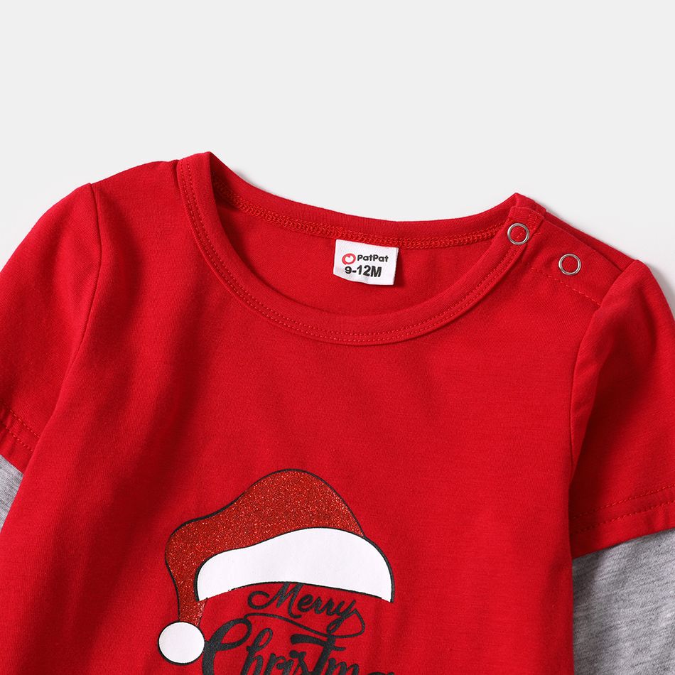 Christmas Letter and Santa Claus Print Family Matching Long-sleeve Tops ColorBlock big image 12