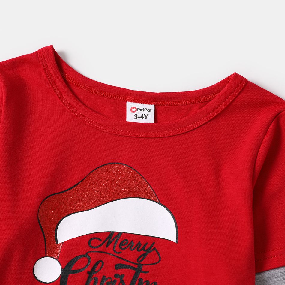 Christmas Letter and Santa Claus Print Family Matching Long-sleeve Tops ColorBlock big image 9