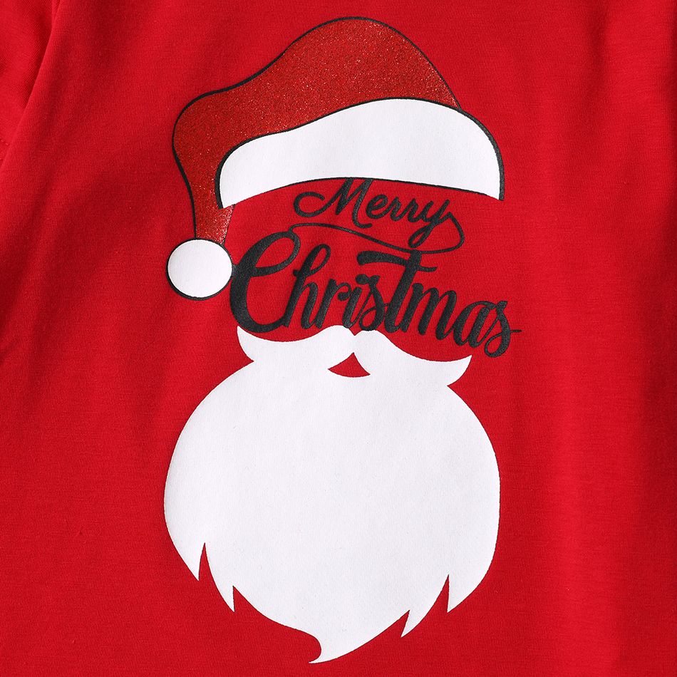 Christmas Letter and Santa Claus Print Family Matching Long-sleeve Tops ColorBlock big image 4