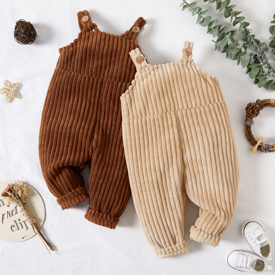 Baby Boy/Girl Solid Ribbed Fleece Overalls Apricot