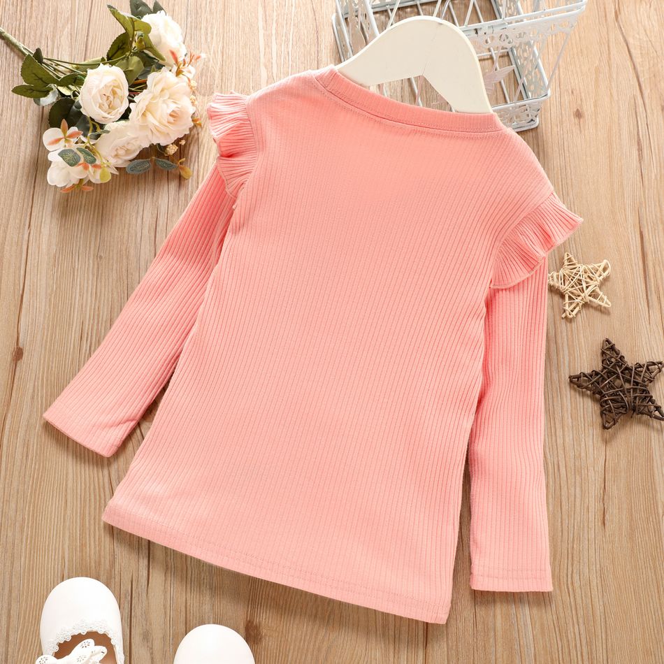 Kleinkinder Mädchen Flatterärmel Basics Langärmelig T-Shirts rosa big image 2
