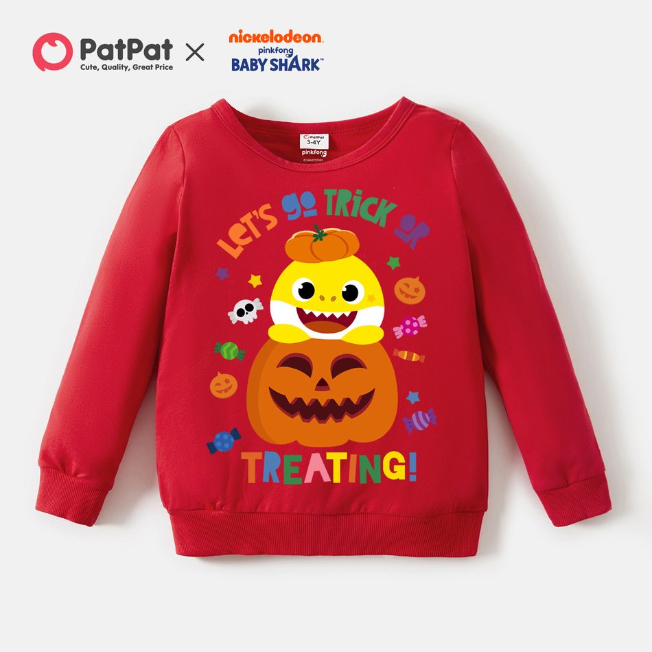 Baby Shark Toddler Boy/Girl 100% Cotton Halloween Pumpkin Sweatshirt Red