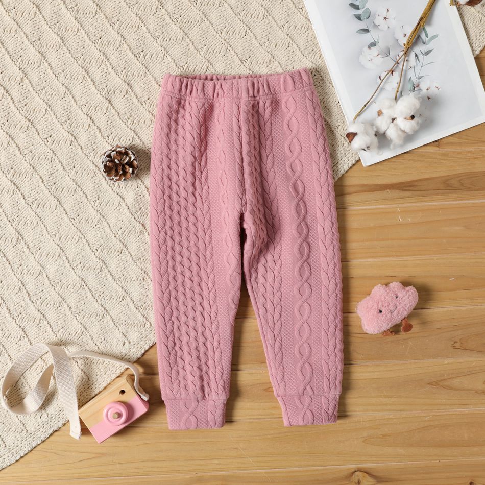 Toddler Girl Cable Knit Textured Solid Color Pants Pink