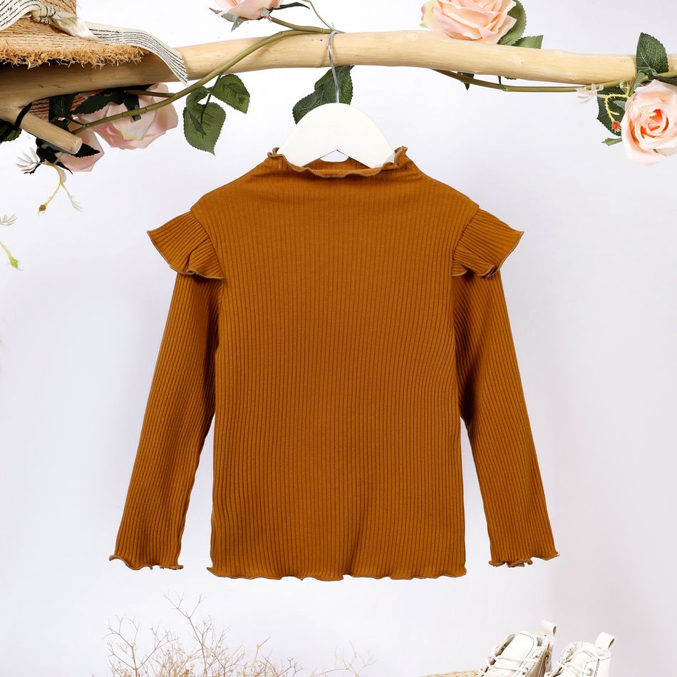Toddler Girl Solid Ribbed Ruffled Sweatshirt Yellow