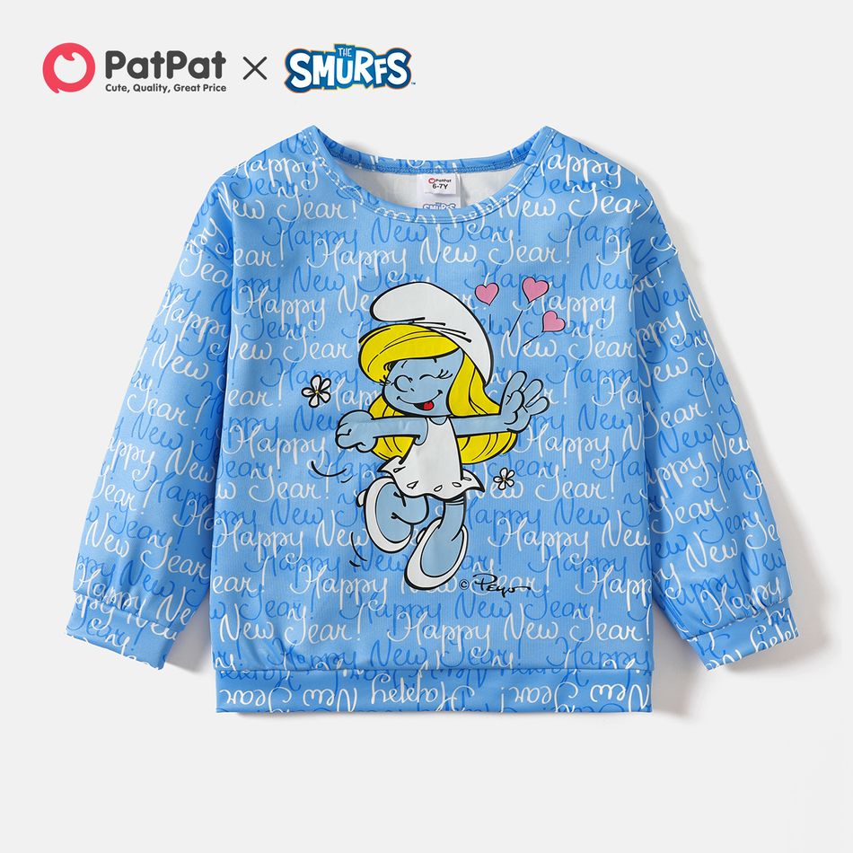 Schlümpfe Kind Mädchen Brief Print Pullover Sweatshirt blau