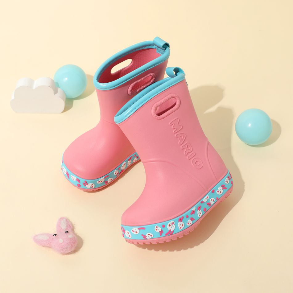 Toddler / Kid Cartoon Letter Print Pink Rain Boots Pink