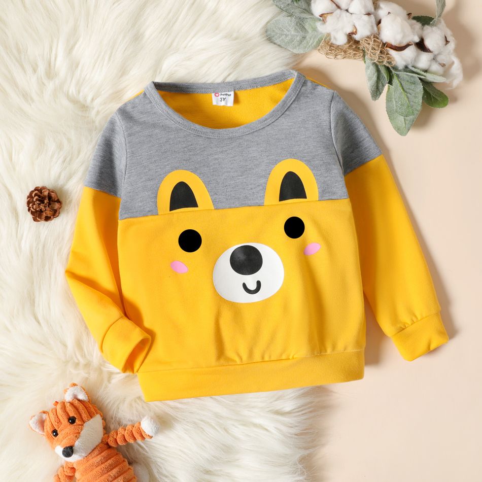 Toddler Boy Animal Print Colorblock Sweatshirt Yellow