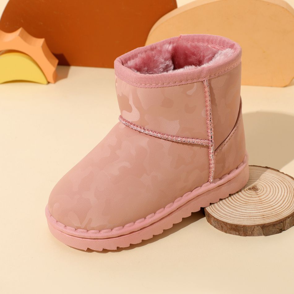 Toddler / Kid Solid Color Print Fleece-lining Boots Pink big image 3