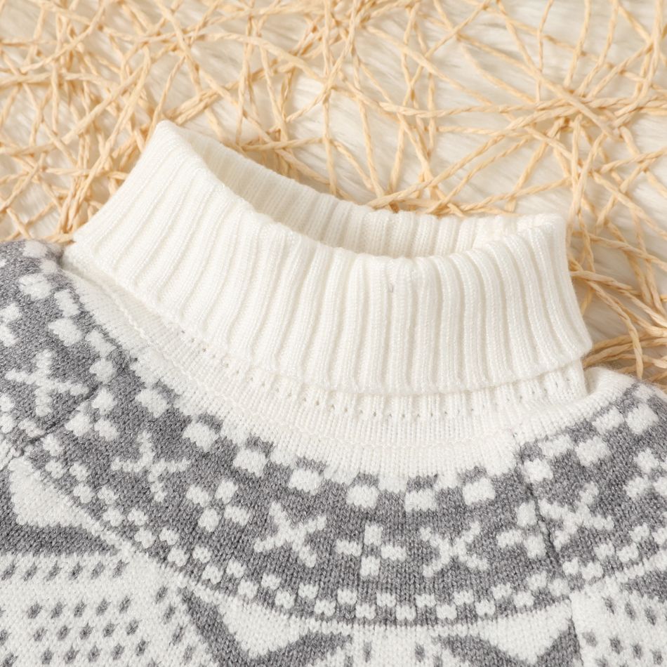 Toddler Boy Turtleneck Colorblock Knit Sweater Beige big image 3