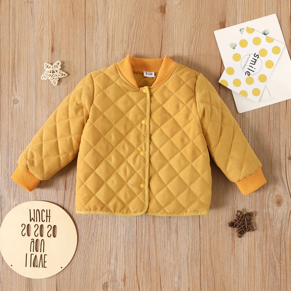 Baby Girl/Boy Argyle Pattern Button Design Jacket Coat Yellow