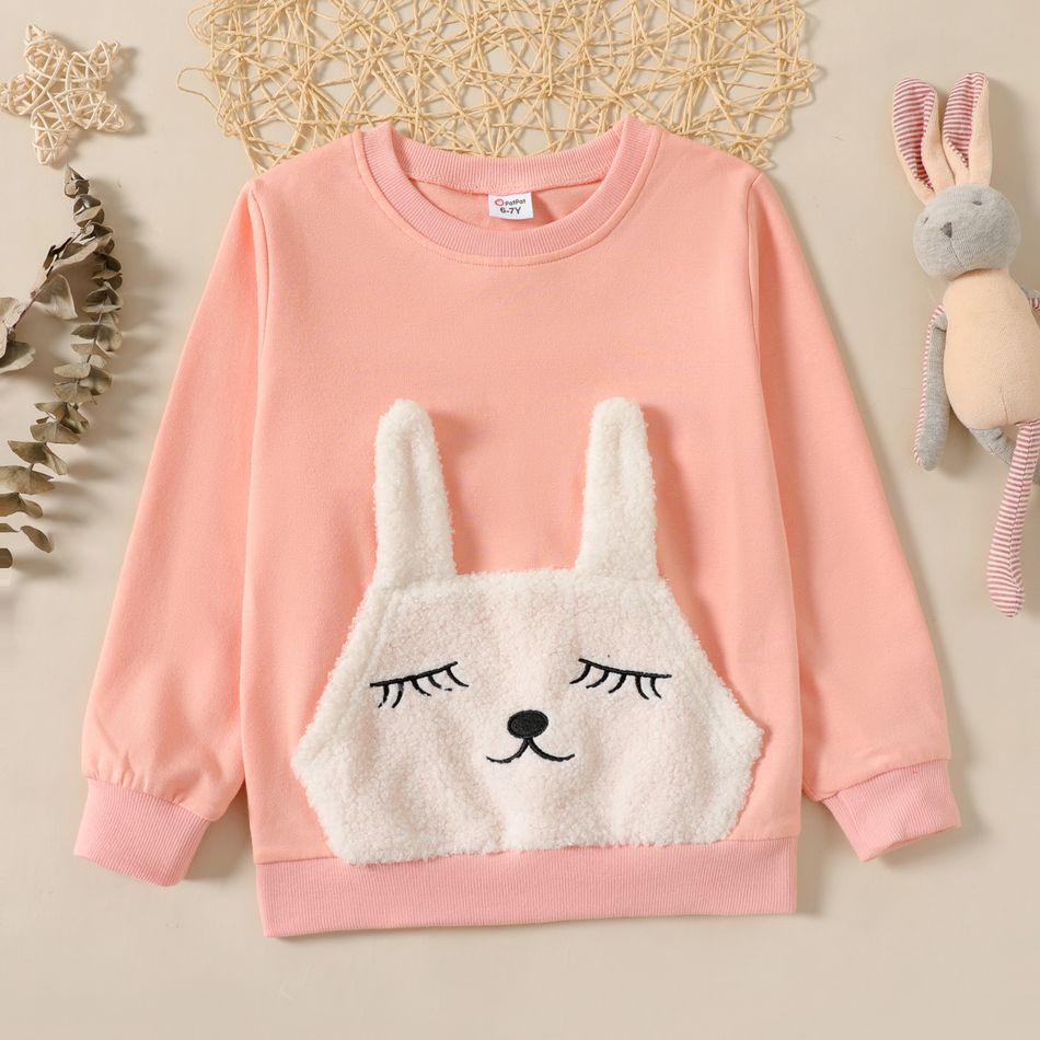Natal Criança Menina Hipertátil/3D Estampado animal Pullover Sweatshirt Rosa big image 1