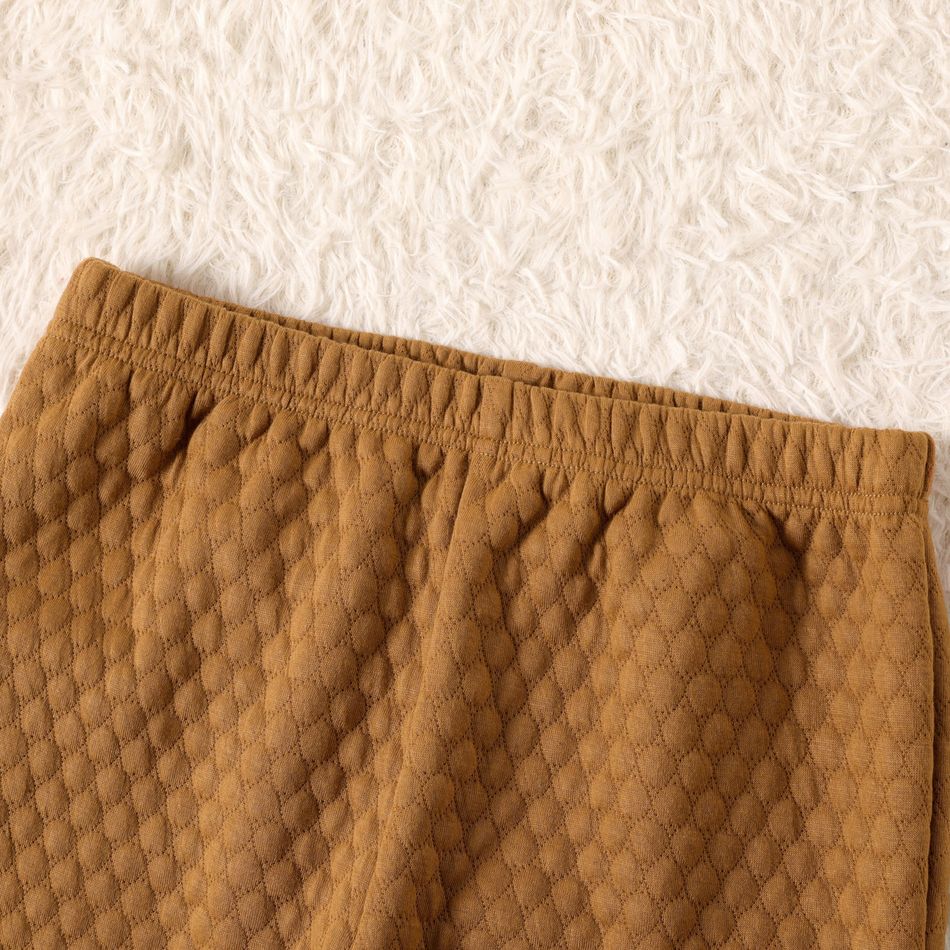 Kid Boy/Kid Girl Textured Solid Color Elasticized Pants Brown big image 3