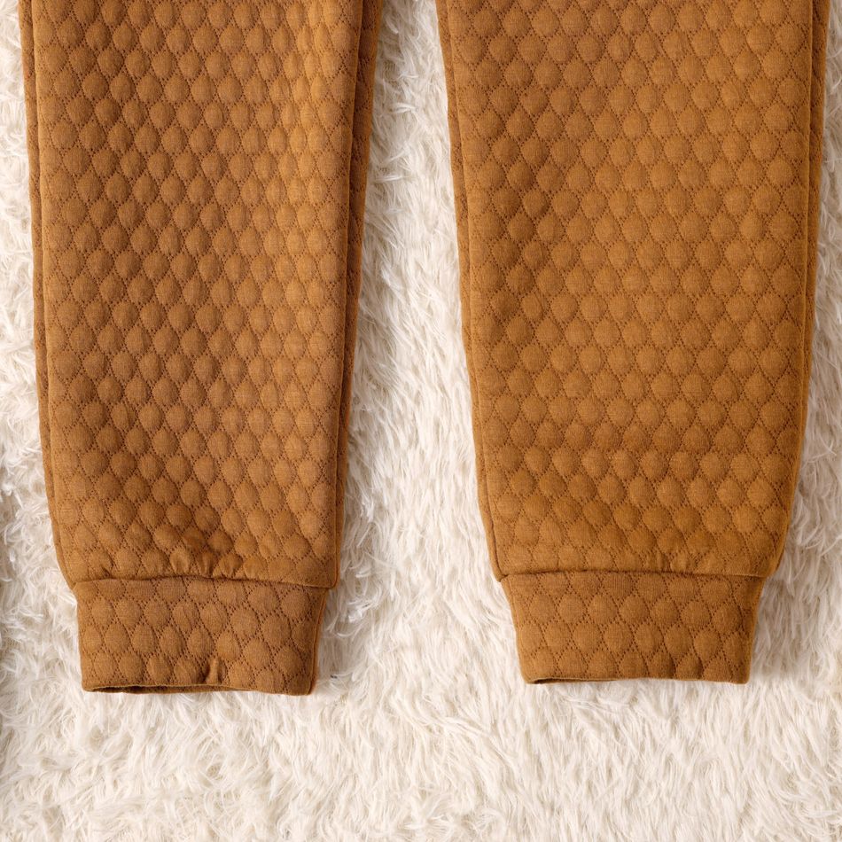 Kid Boy/Kid Girl Textured Solid Color Elasticized Pants Brown big image 4