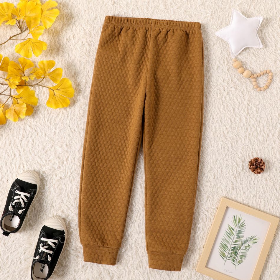 Kid Boy/Kid Girl Textured Solid Color Elasticized Pants Brown big image 1