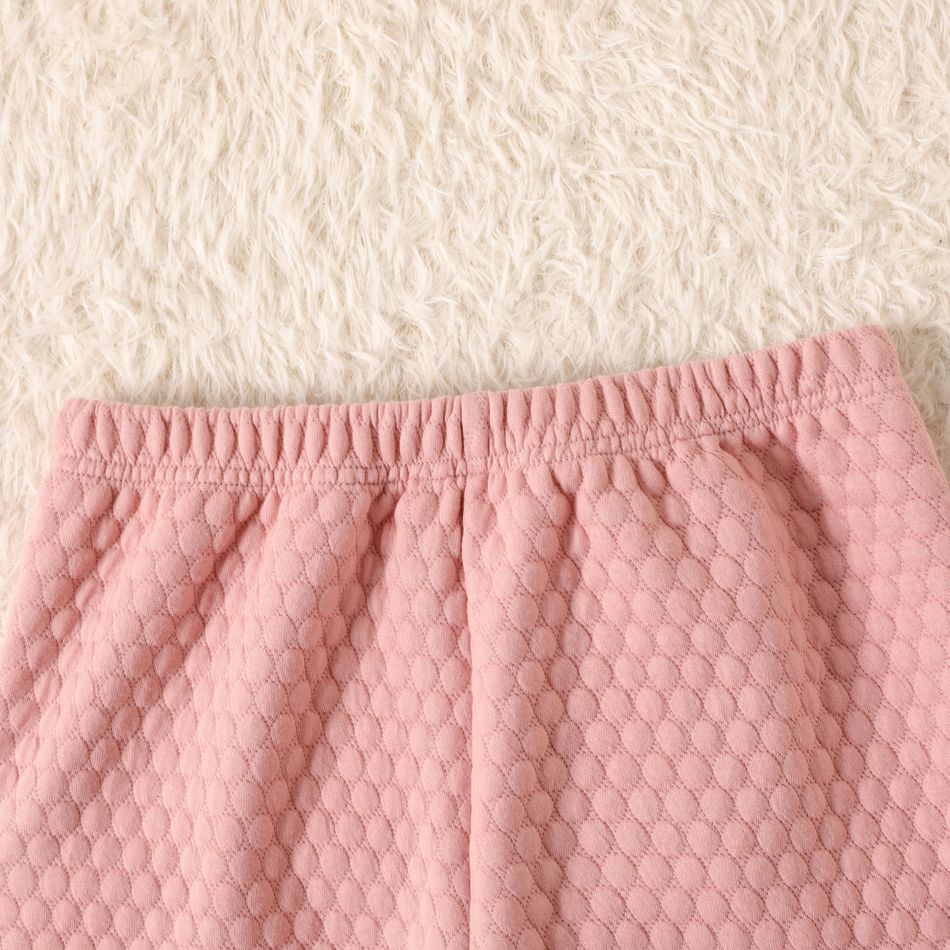 Kid Boy/Kid Girl Textured Solid Color Elasticized Pants Pink big image 4