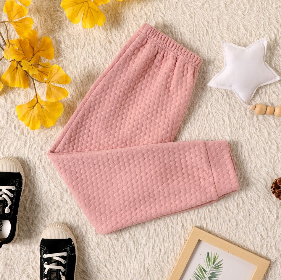 Kid Boy/Kid Girl Textured Solid Color Elasticized Pants Pink big image 3