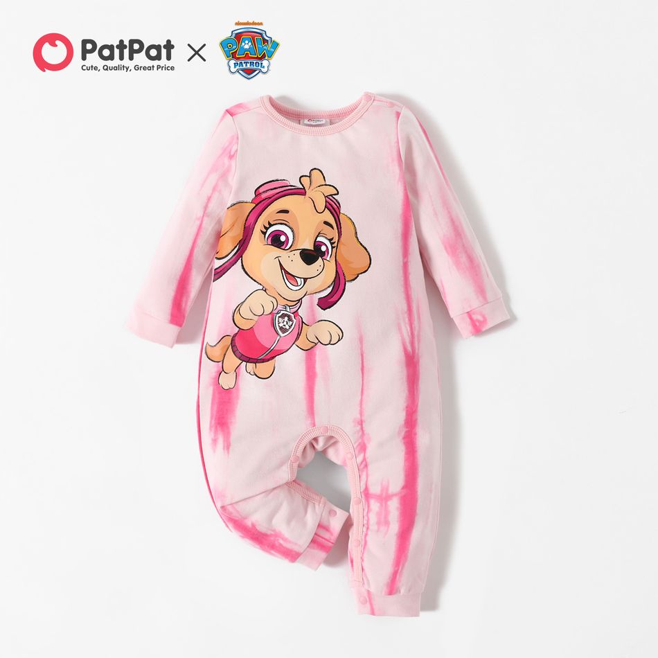 PAW Patrol 100% Cotton Little Boy/Girl Big Graphic Tie-dye Jumpsuit Pink