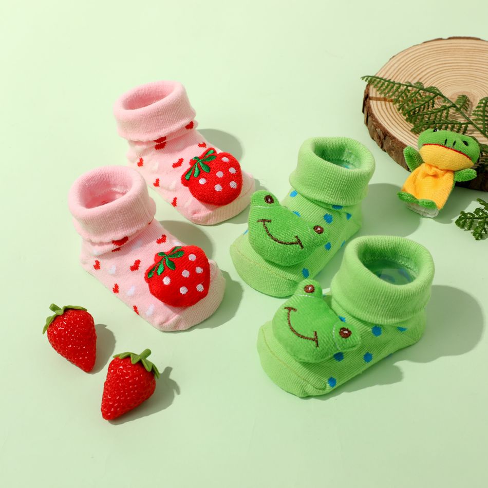 Baby Cartoon Animal Fruit Three-dimensional Socks Green big image 2