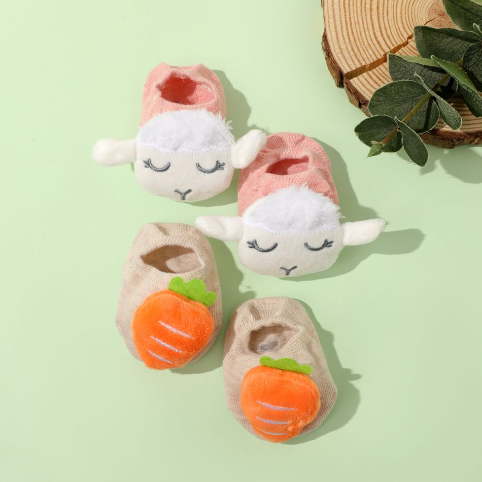 2-pairs Baby Cartoon Animal Vegetable Three-dimensional Socks Pink big image 6