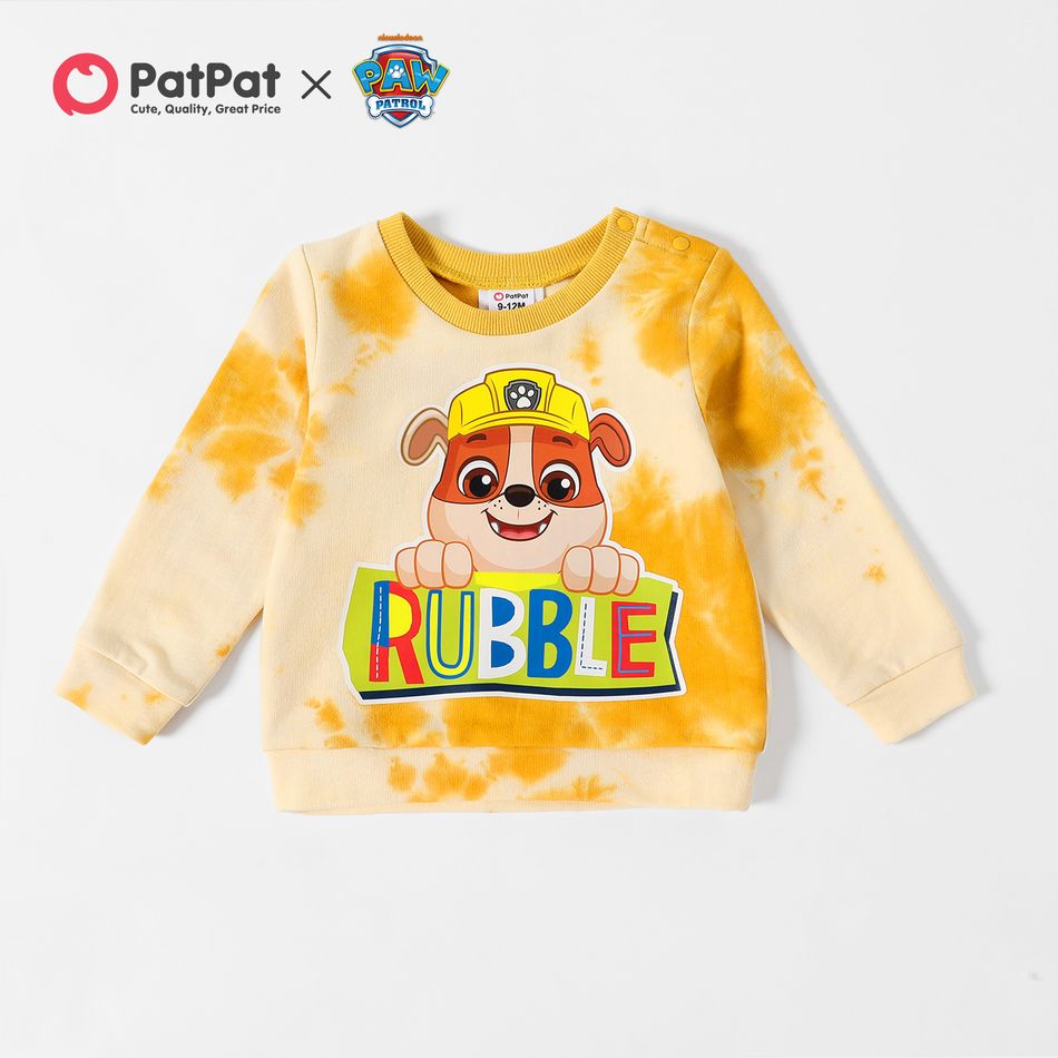 PAW Patrol Little Boy/Girl 100% Cotton Tie-dyed Pups Print Sweatshirts Yellow