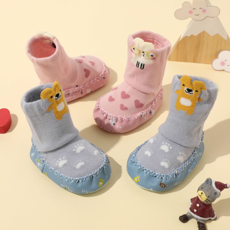 Meias de chão com estampa de animais de desenhos animados para bebês/crianças (o padrão de impressão da sola das meias é aleatório) Rosa big image 6