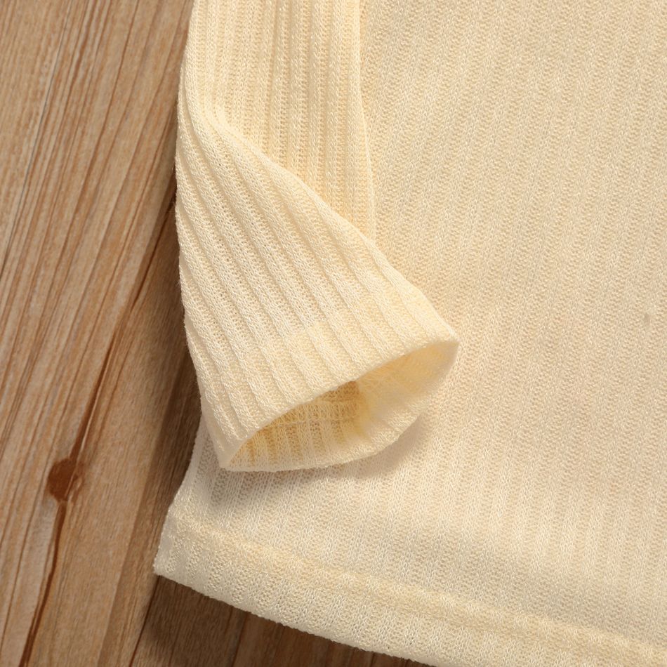 Kleinkinder Mädchen Flatterärmel Süß Langärmelig T-Shirts Beige big image 6