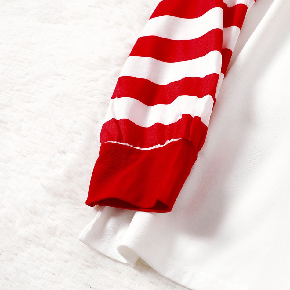 Christmas Golden Deer and Letter Print Family Matching Long-sleeve Red Striped Pajamas Sets (Flame Resistant) Red/White big image 6