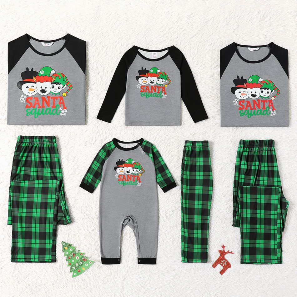 Natal Look de família Manga comprida Conjuntos de roupa para a família Pijamas (Flame Resistant) Verde