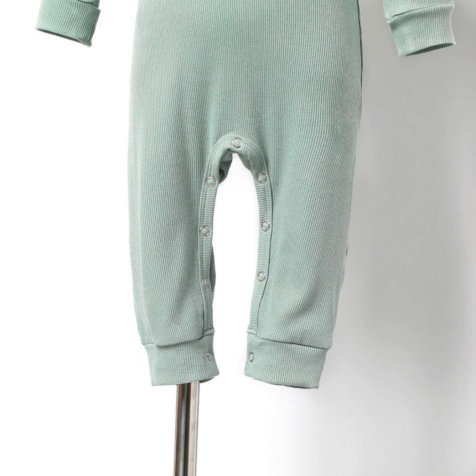 Solid Green Ribbed Short-sleeve Mini Bodycon Ruched Dress for Mom and Me Mint Green big image 11