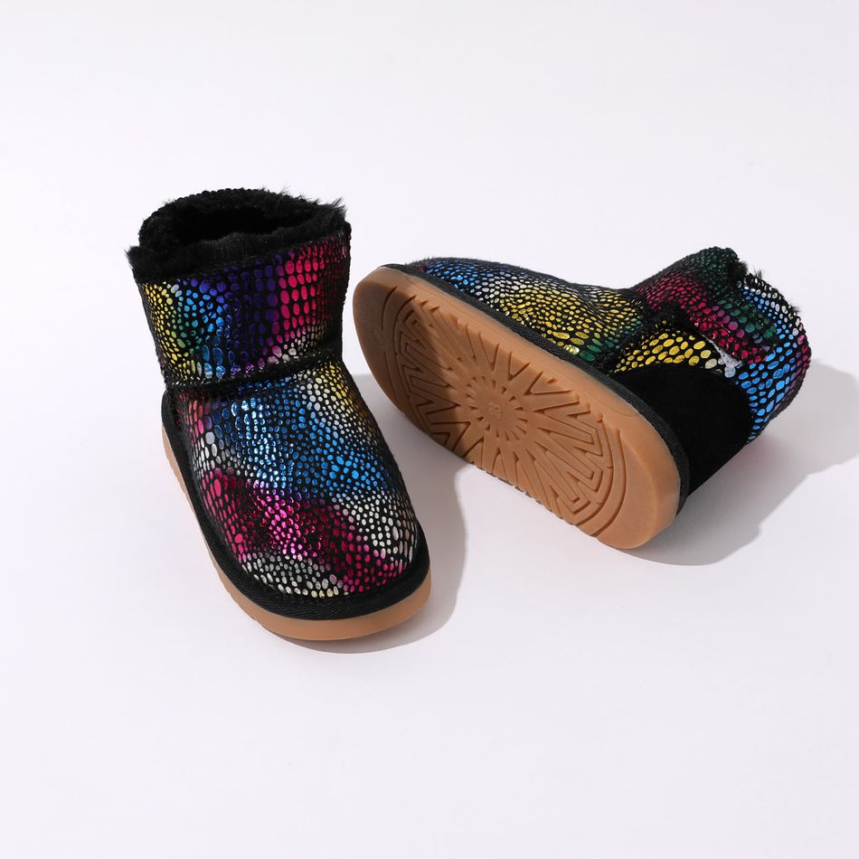 Toddler / Kid Colorful Embossed Fleece-lining Boots Black