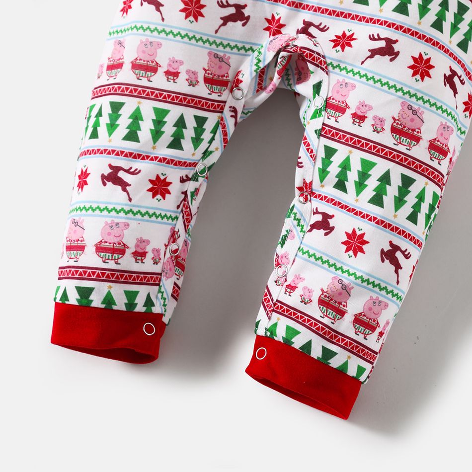 Peppa Pig Family Matching Christmas Tree and Reindeer Top and Pants Pajamas Sets Red big image 10