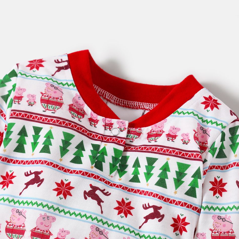 Peppa Pig Family Matching Christmas Tree and Reindeer Top and Pants Pajamas Sets Red big image 8