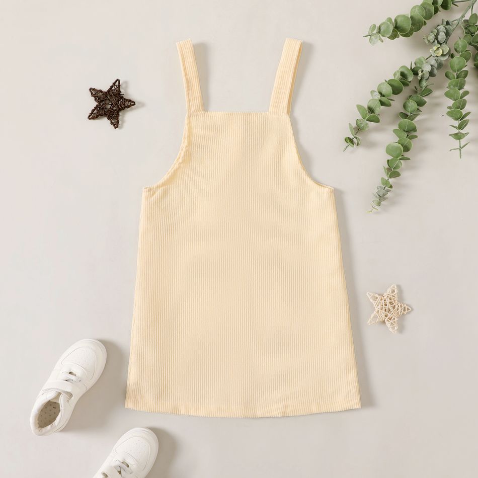 Criança Mulher Tira para pendurar Cor sólida Vestidos de alças Cor Bege big image 5
