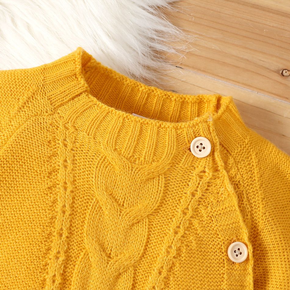Baby Boy/Girl Solid Long-sleeve Knitted Sweater Jumpsuit Yellow big image 4