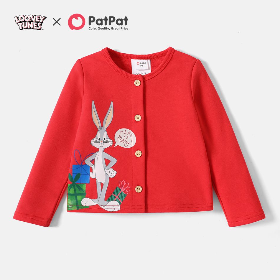 Looney Tunes Toddler Girl Front Button Coat and Mesh Dress Red